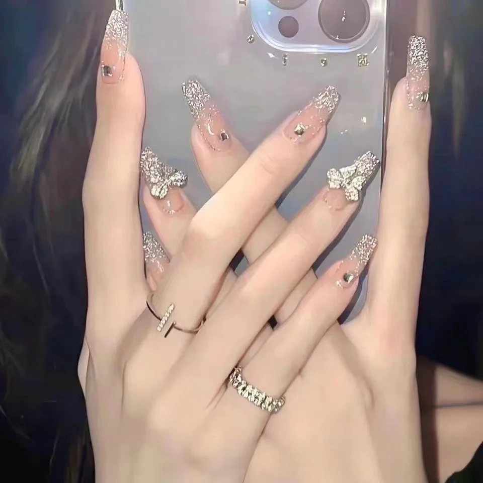 Churchf Nail Blush Love Dizzy Dye Wear Piece Advanced Sense Short Nail Piece Extension Removable Fake Nail Finished Products