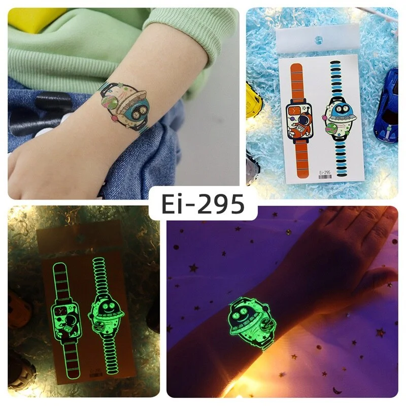 24 kinds Luminous Tattoo Sticker Children Arm Face Glowing Tattoos Watch Boys Body Art Girls Tatto Party Makeup Kids Gift