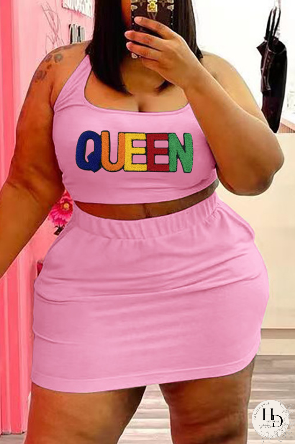 Black Casual Print Split Joint U Neck Pencil Skirt Plus Size Two Pieces