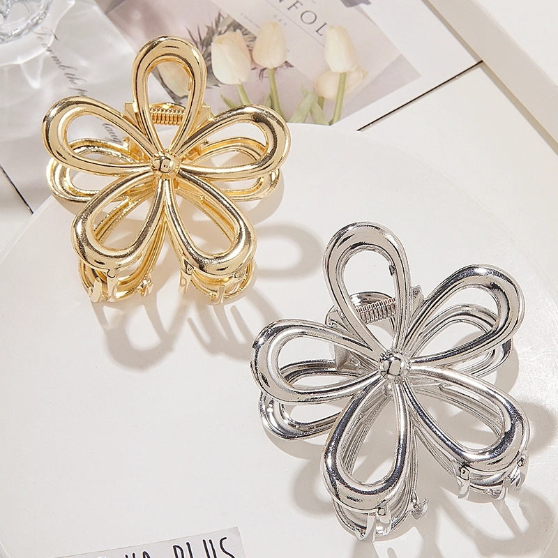 Handheld Pearl Temperament Curved Large Back Head Twist Clip Frog Buckle Pearl Barrettes Female Metal Bar Hairclip