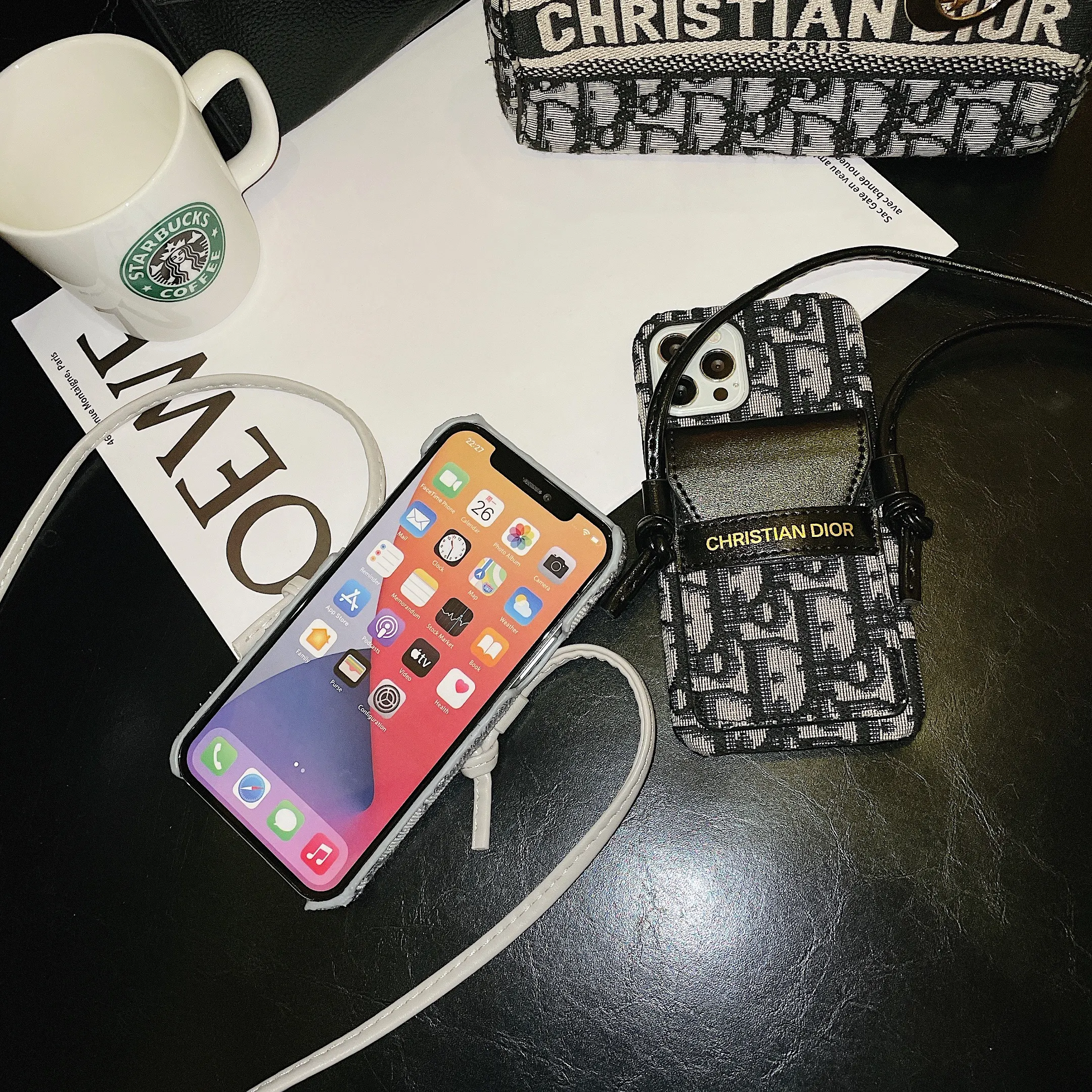 Dior DIY crossbody phone cases for iPhone 15pro 14pus 13promax 12 11pro xsmax xr x 7 8plus