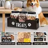 Wooden Pet Snack Storage Box with 3 Plastic Treat Jar Dog Food Storage Holder
