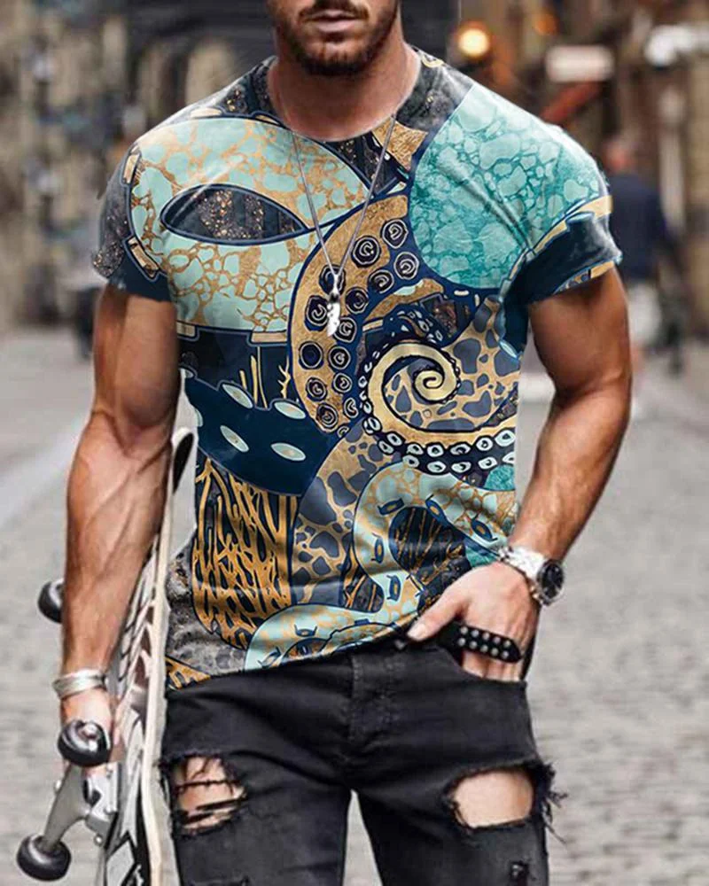 Casual Undersea Octopus Short Sleeve T-shirt