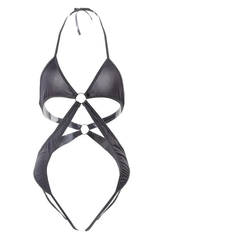 Uveng Night Swearing Lingerie Sexy Tights Small Breast Hanging Neck Cross Strap Open Back Joint Socks Set