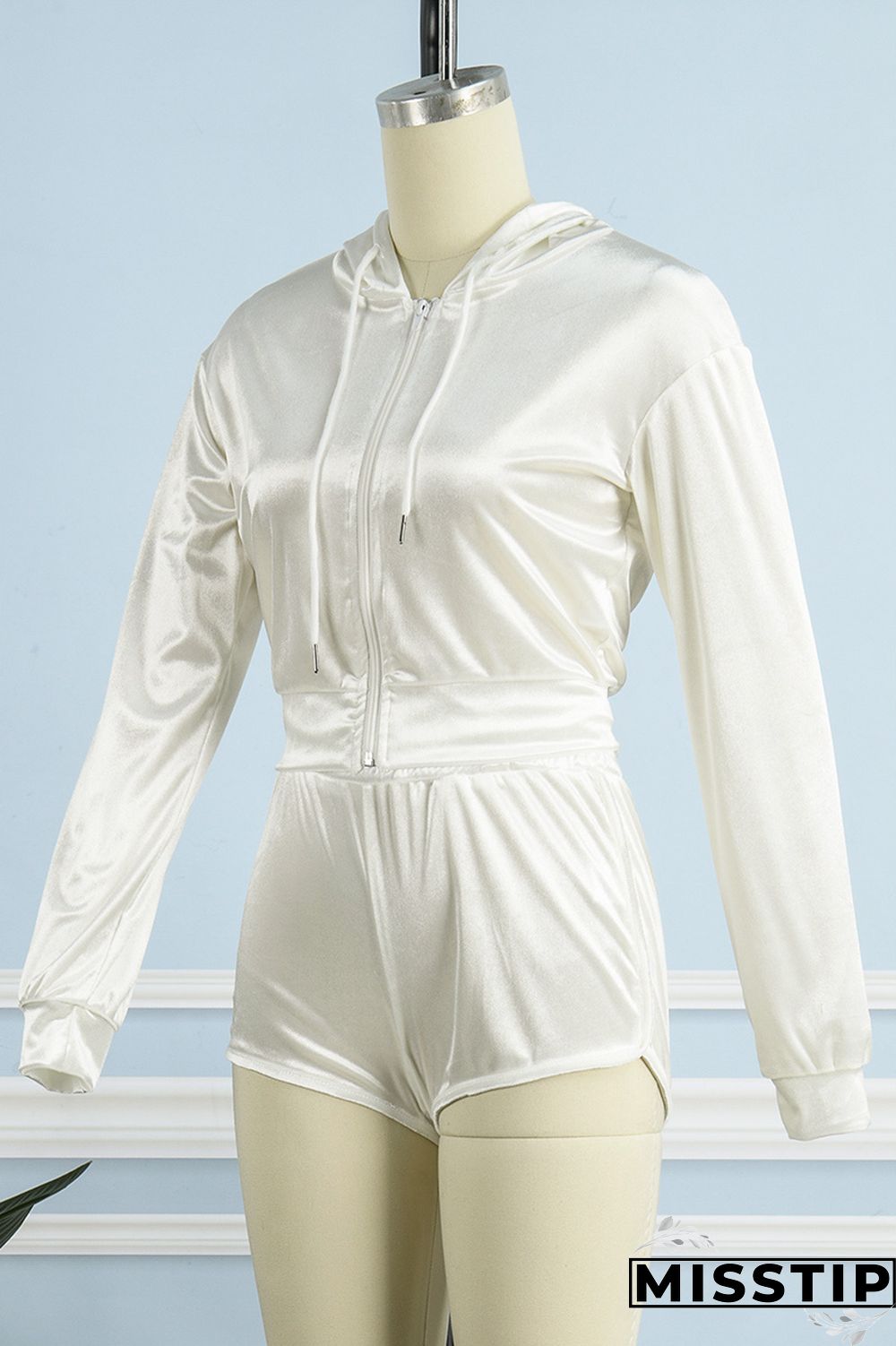 White Casual Solid Patchwork Hooded Collar Long Sleeve Two Pieces