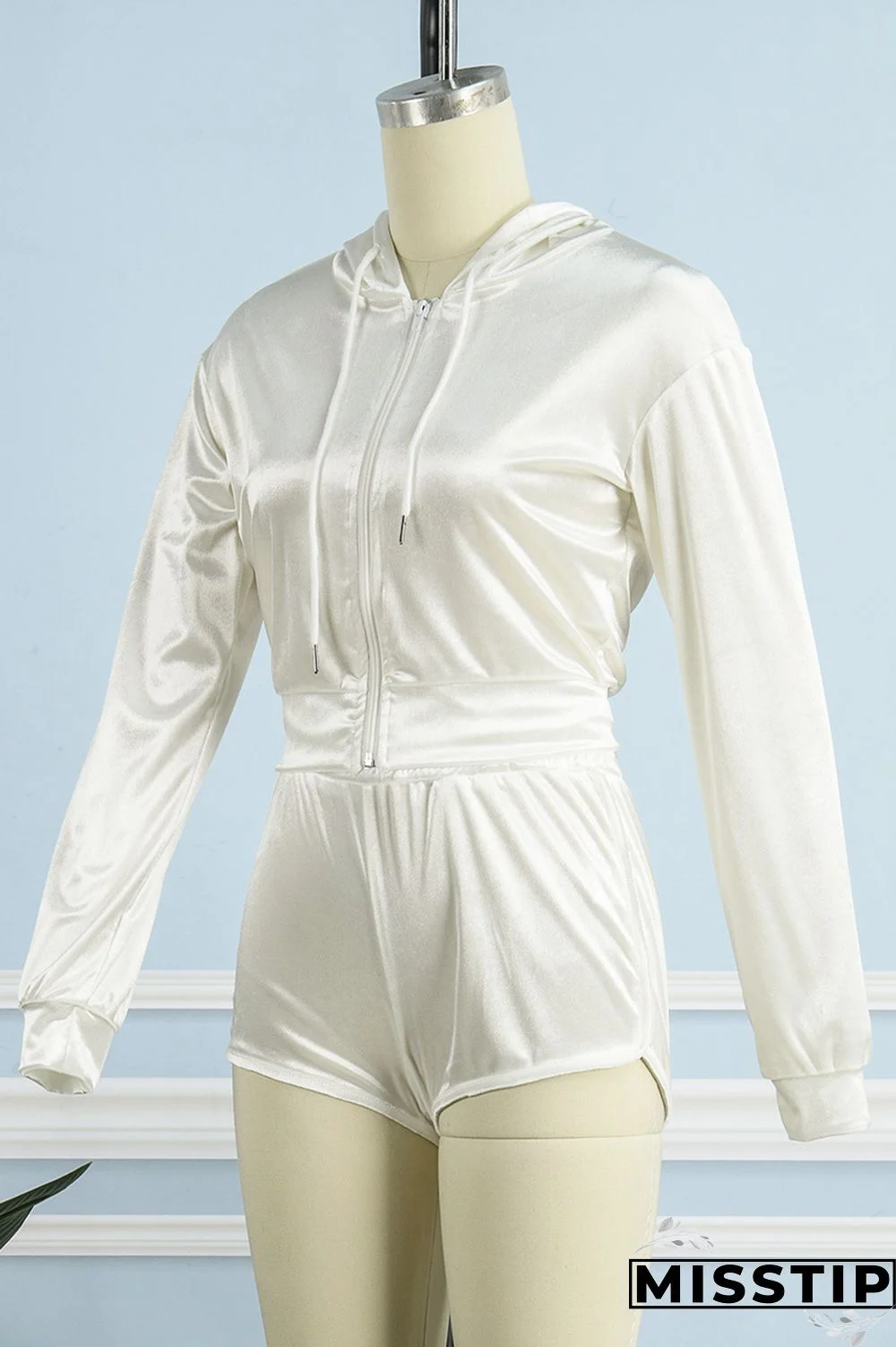 White Casual Solid Patchwork Hooded Collar Long Sleeve Two Pieces