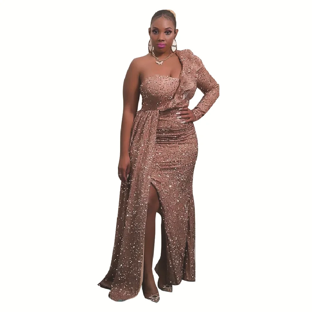 Uveng Uveng Winter African Dress Fashion New Shoulder Beads Bridesmaid Party Long Dress Dress Women's Dress