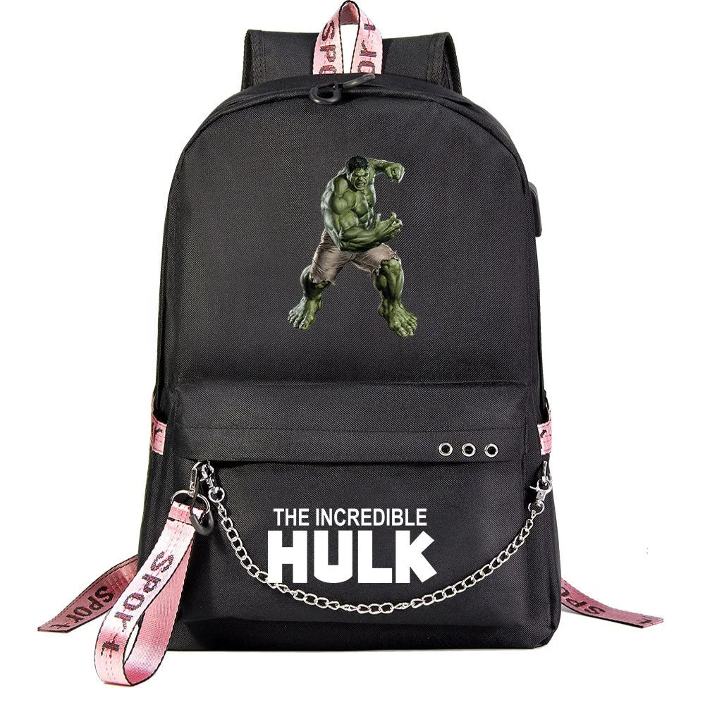 Buzzdaisy Hulk Superhero Shool Bag Backpack USB Charging Students Notebook Bag for Kids Gifts