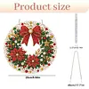 Xmas Red Flower Wreath 2D Flat DIY Diamond Painting Pendant 9.84x9.84in