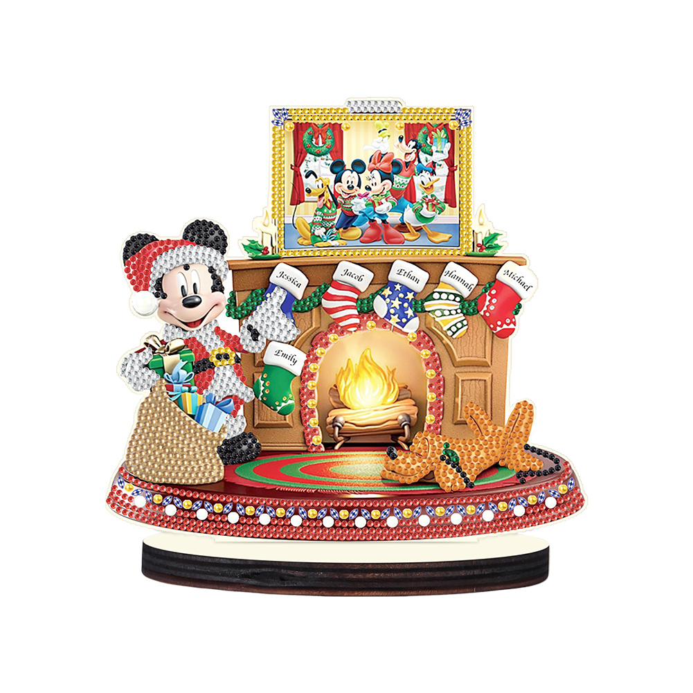 Wooden Christmas Desktop Diamond Painting Ornament Mickey Mouse (#3)