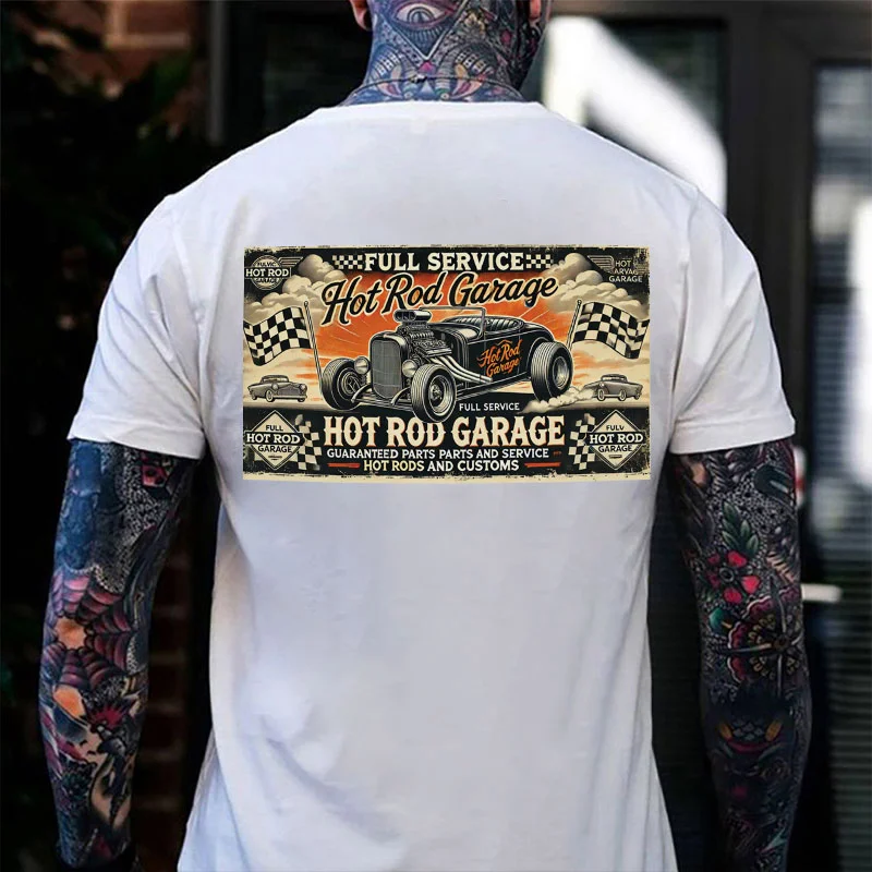 FULL SERVICE HOT ROD GARAGE Classic Car Print Men's T-shirt