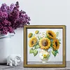 Diamond Painting Wooden Double-Sided Vase of sunflowers Ornaments Kit with Photo Frame Desktop