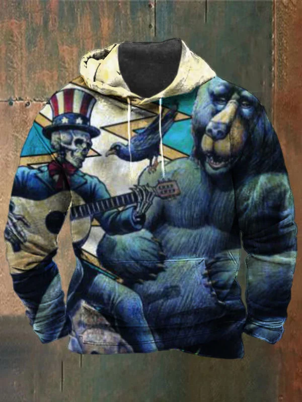 Unisex Skull Print Heavyweight Hoodies