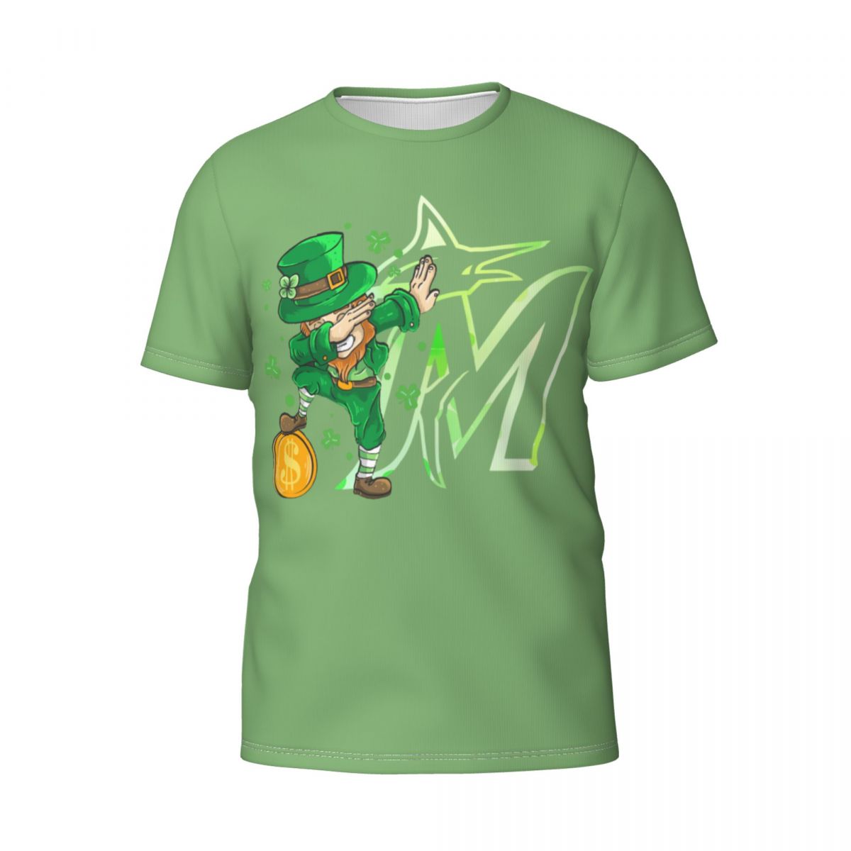 Miami Marlins St Patrick's Day Dabbing Leprechaun Short-Sleeve Men's T-Shirt