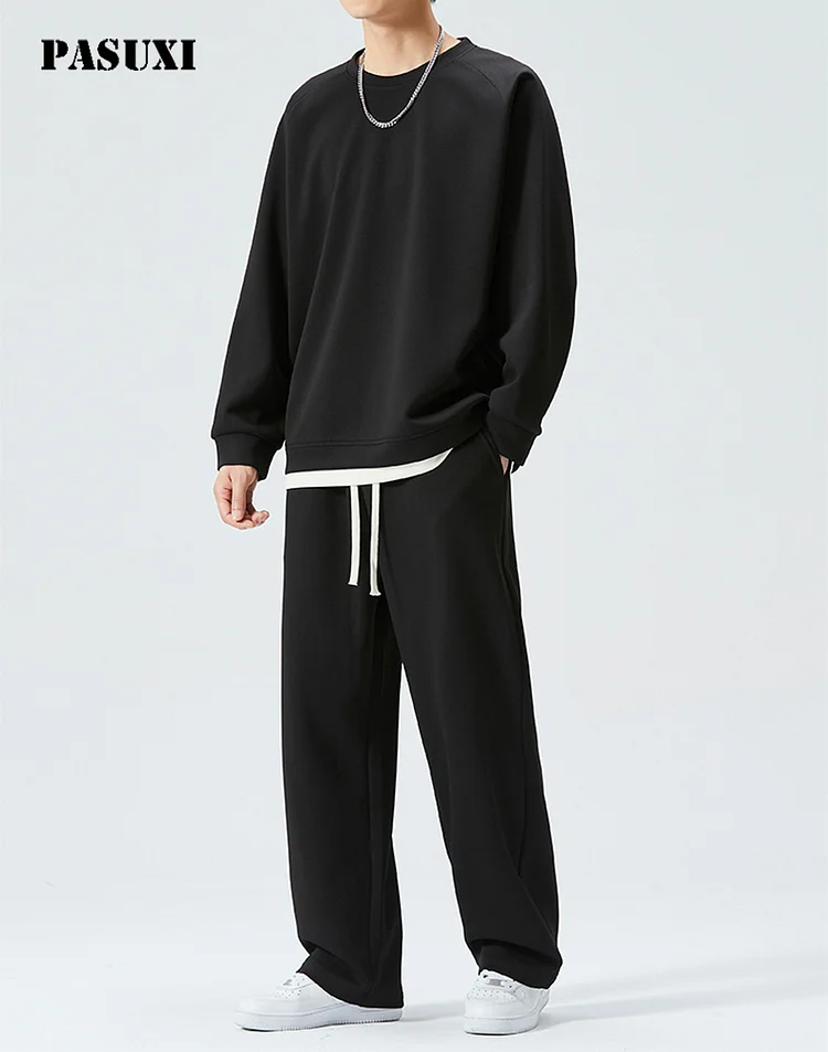 PASUXI Men's Trendy American Style Two - Piece Sweatpants - Loose and Simple huanwei