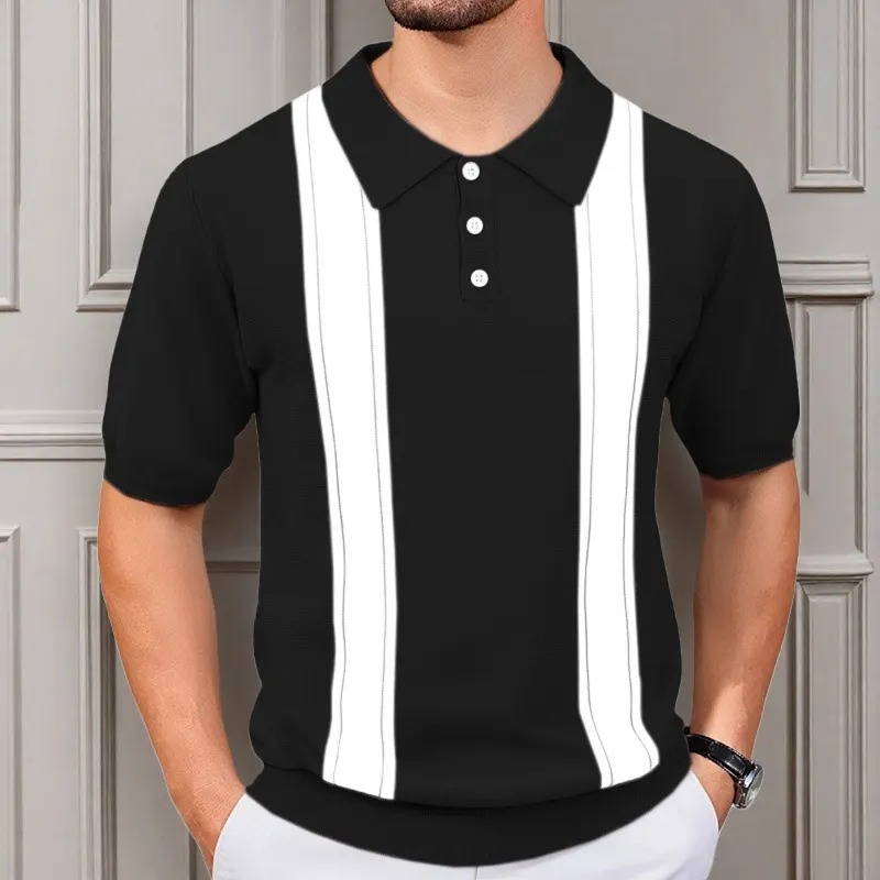 Uveng Uveng Men's Summer New Striped Knits Short Sleeve Business Polo Shirts Men's SY0175