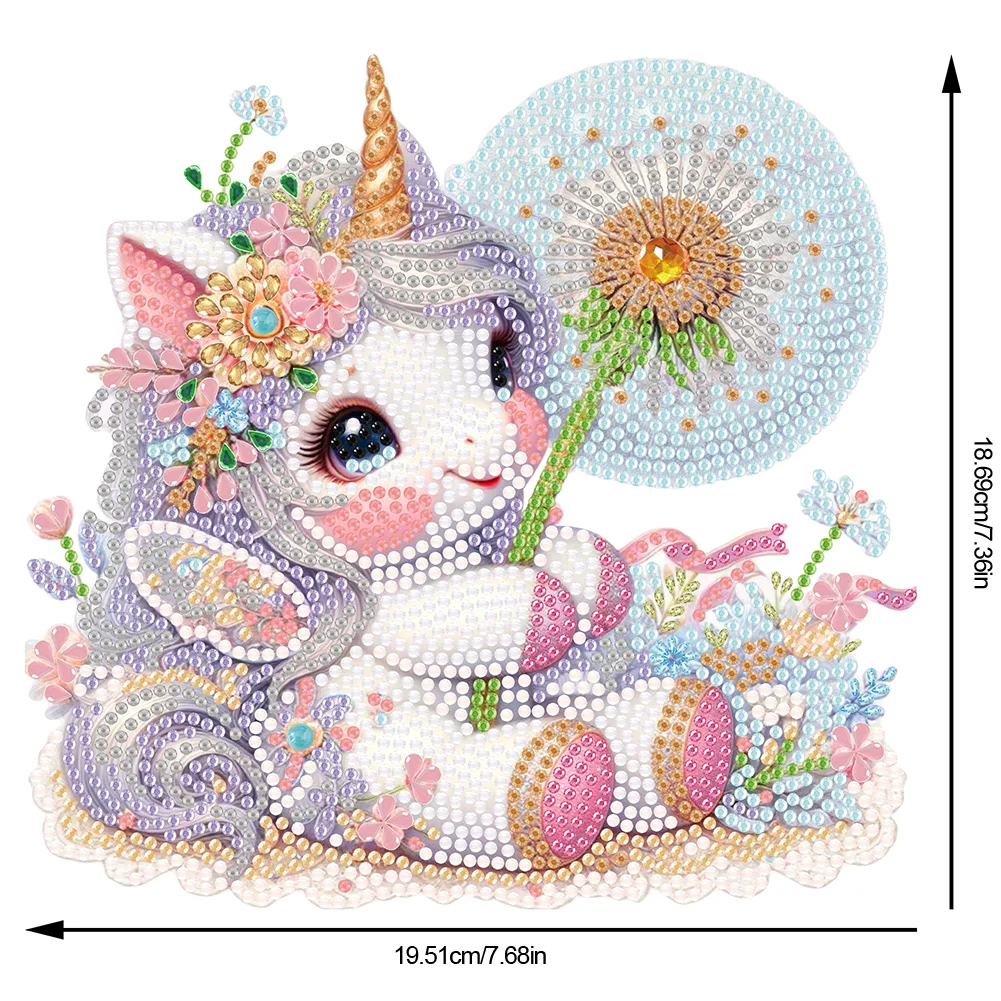Single-Side Desktop Diamond Art Kits for Adults Beginner Kid (Dandelion Unicorn)
