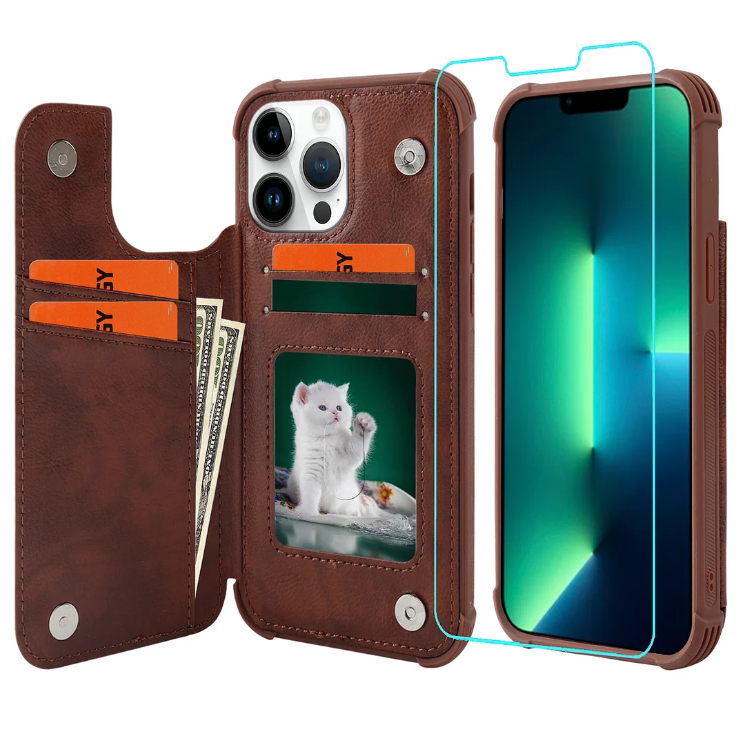 VANAVAGY Wallet Case for iPhone 13 Pro Max Wallet Case for magnetic car mount