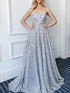 Sequined Empire Bandeau Evening Maxi Dress