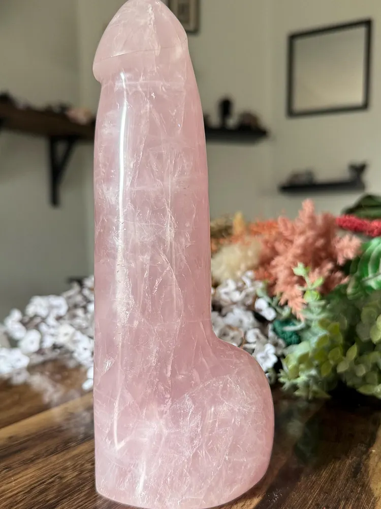 pornhint Pornhint 2.6lb Rose Quartz Penis Crystal Large XL | Natural Rose Quartz Stone Carved and Polished Male Peen | Metaphysical Home Decor massage gun dildo