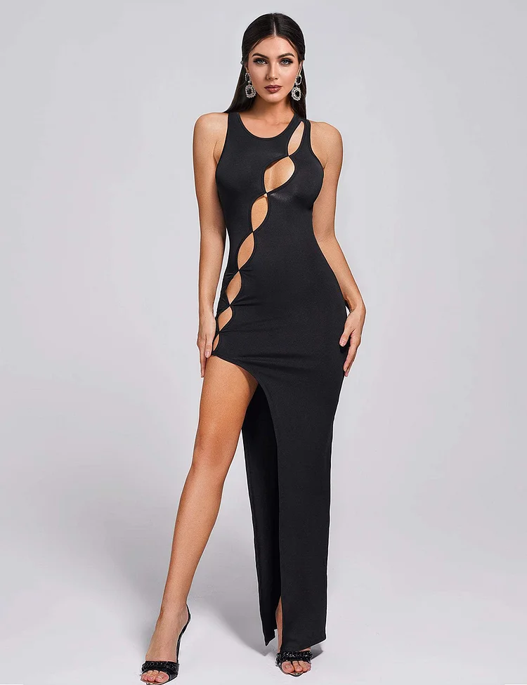 Cutout Slit Sleeveles Maxi Dress SF614