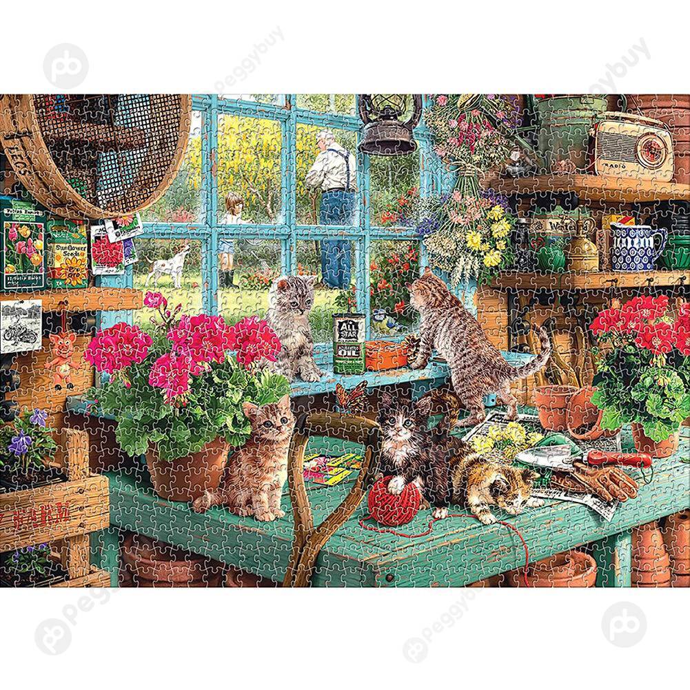 

1000 Pieces DIY Window Sill Cat Puzzle Educational Learning Assembling Toys, 501 Original