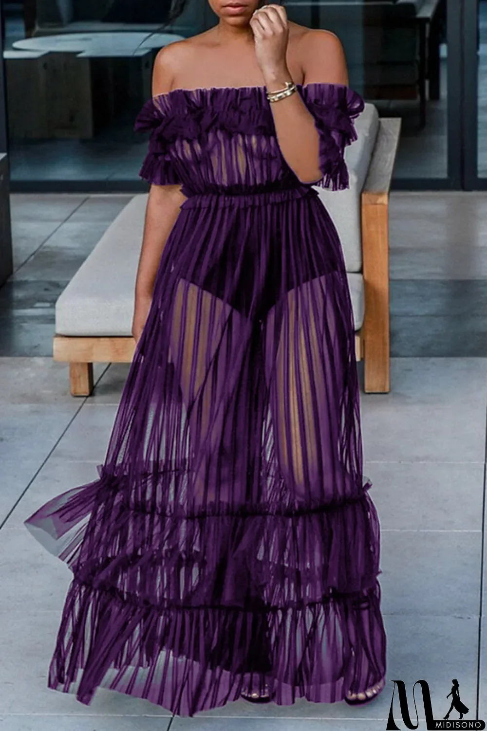 MidiSono - White Sexy Solid Split Joint U Neck Cake Skirt Dresses