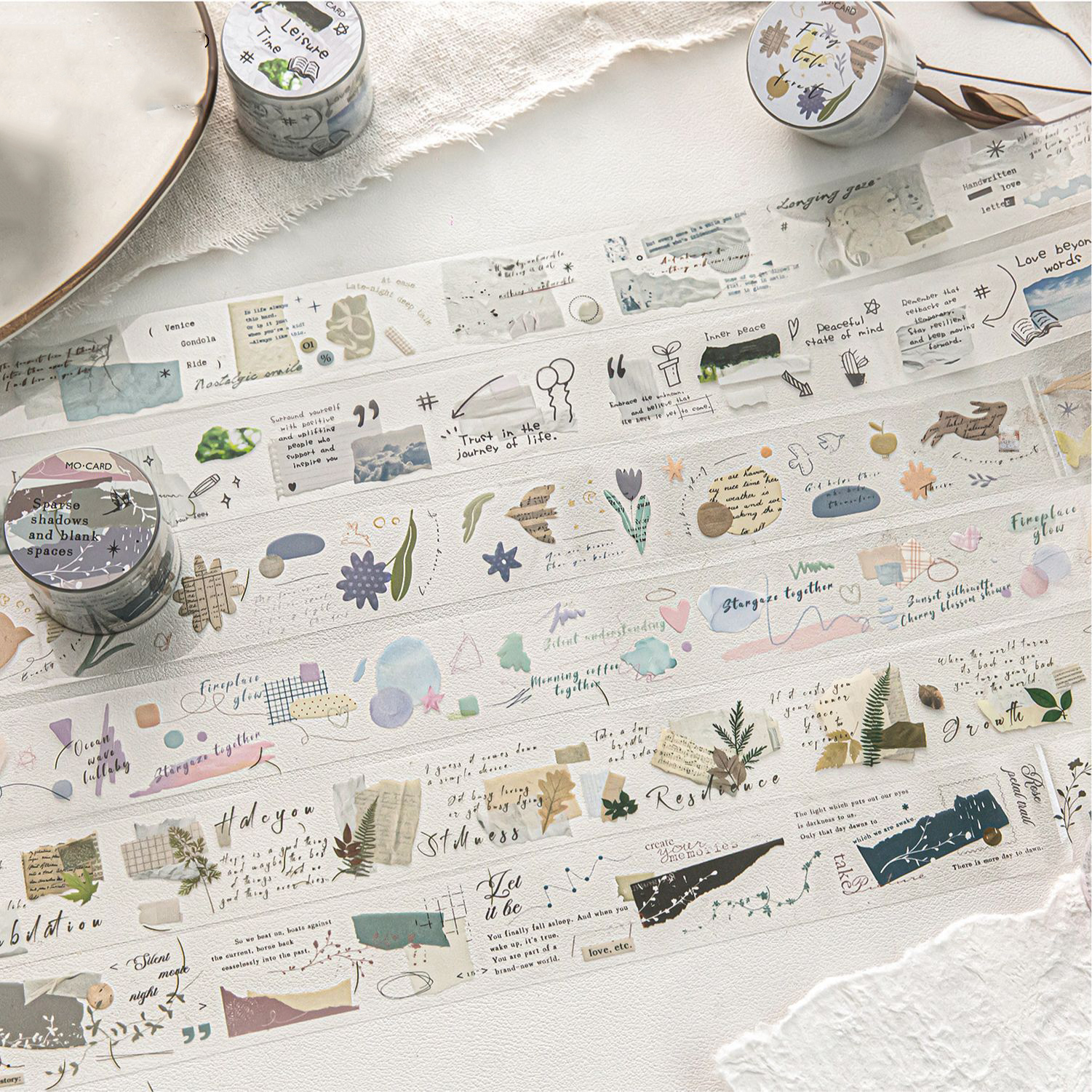 PET 테이프 - 콜라주 언어 시리즈 빈티지 식물 얼룩