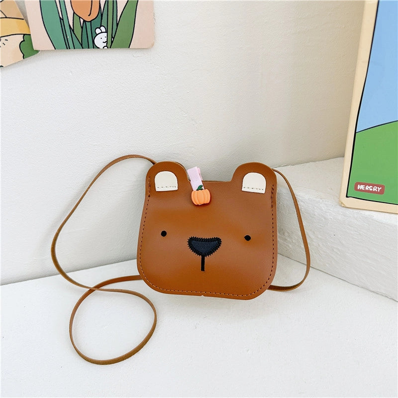 Women’s Pu Leather Bear Cute Square Open Shoulder Bag