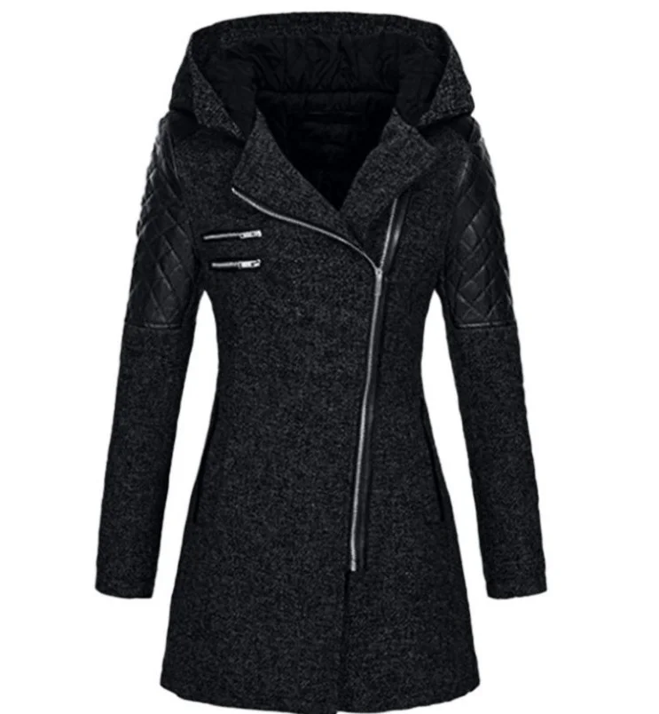 Nigikala Nigikala Explosion Of Women's Autumn And Winter Long Hooded Loose Zip-Chain Coat