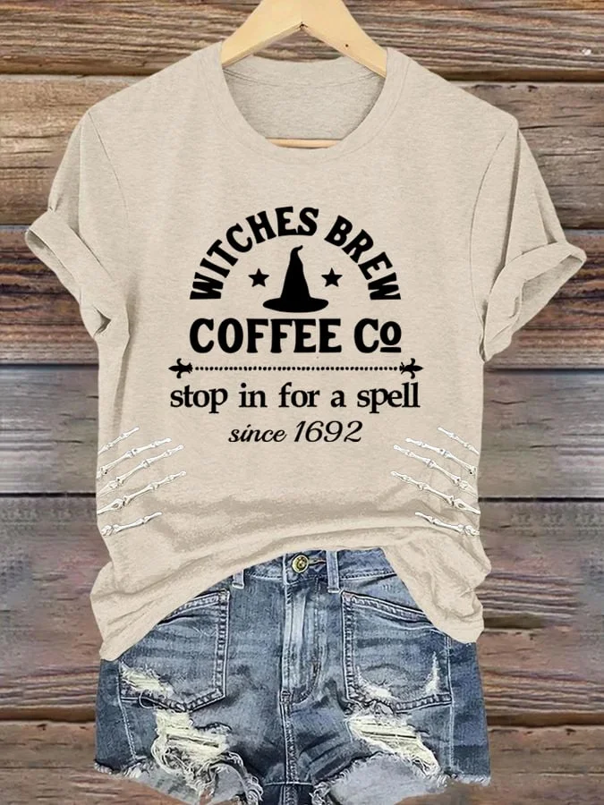 Women's Witches Print Casual Print T-Shirt