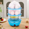 110V/220V Electric Egg Boiler 3-Layer Automatic Corn Steamer Rapid Heat Poacher