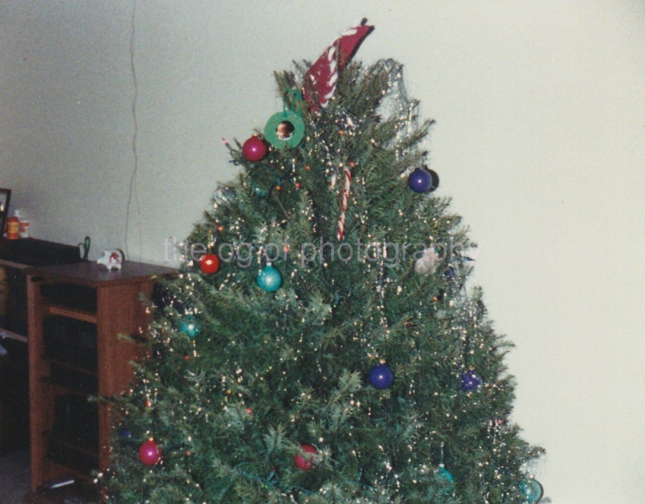 Christmas Tree Abstract FOUND Photo Poster painting ColorOriginal VINTAGE 86 11 K