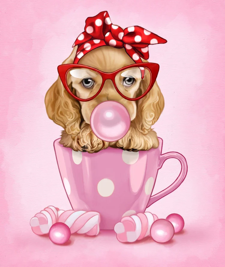 Bubblegum Spaniel 30*40CM(Canvas) Full Round Drill Diamond Painting gbfke