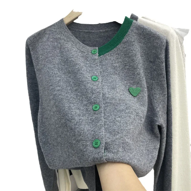 Churchf Churchf And Autumn New Korean Version Gentle Wind Knitting Cardigan Female Cloth Long Sleeve Bottom Jacket Foreign Style Loose