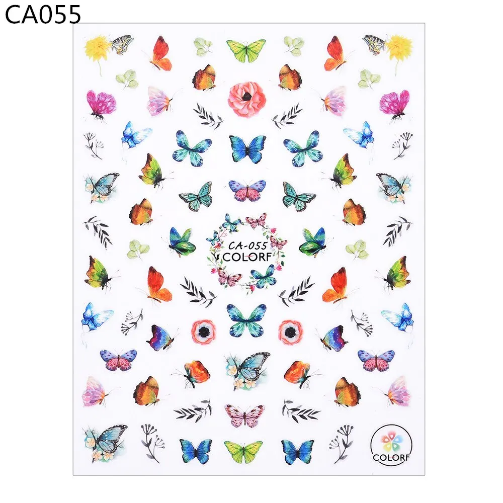 3D Holographics Colourful Butterfly Nail Art Stickers Various Pattern UV Gel Nail Art Decoration Design for Nail DIY Design-Nail Inspo