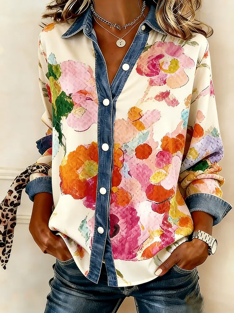 Women's Retro Floral Print Top 
