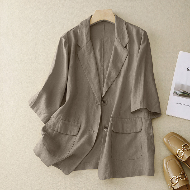 All-match casual button-down cotton linen jacket