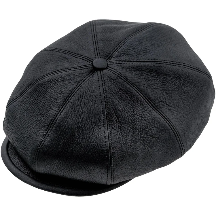 PEAKY CAPS BRIAN - LEATHER-BLACK