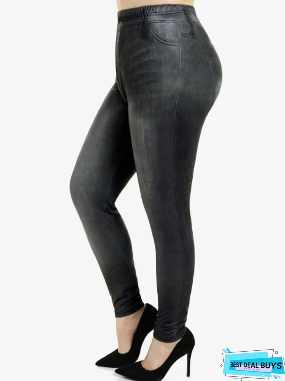 Plus Size Casual Plain Leggings