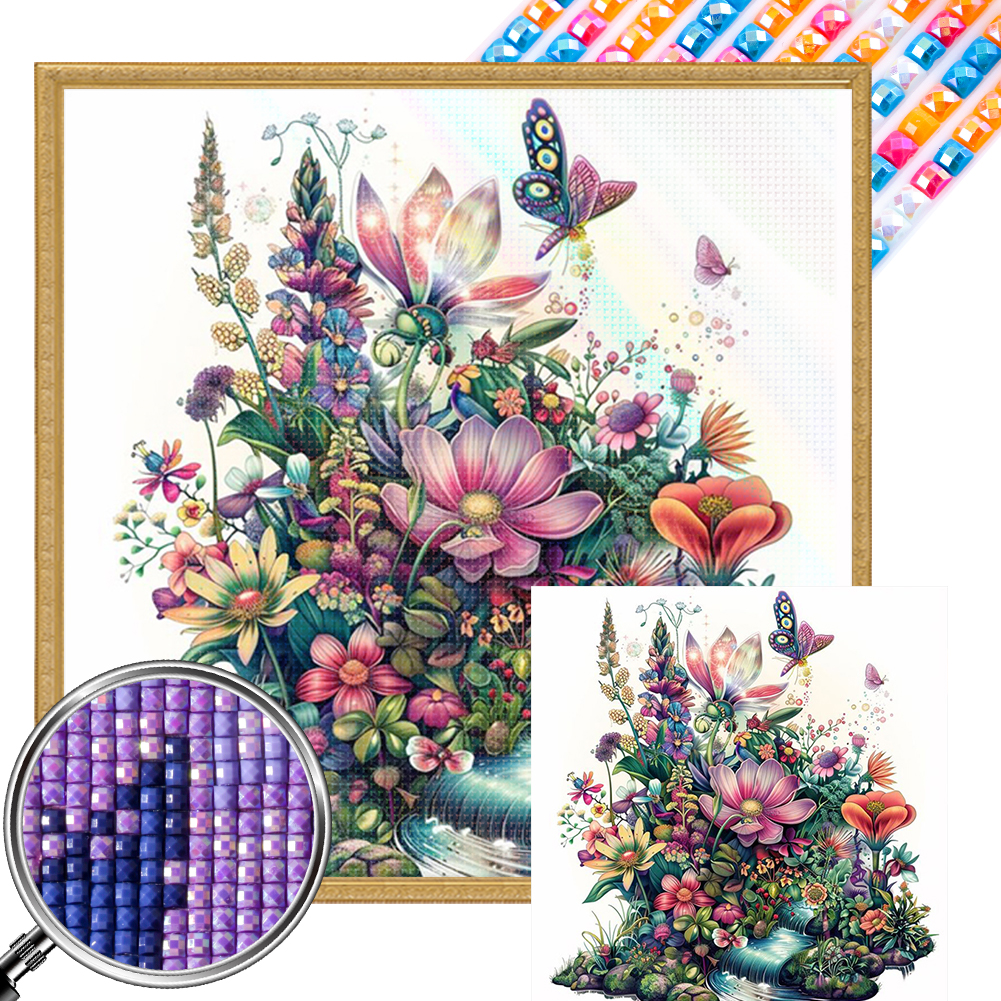 Flower And Bird House 40*40cm(picture) full square drill diamond painting with 3 to 5 colors of AB drills