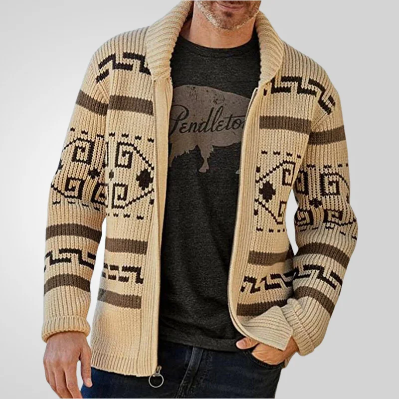 Uveng Uveng And Winter New Men's Fashion Clip Casual Cardigan Jacket Long-Sleeved Jacket Knitted Sweater SY0013