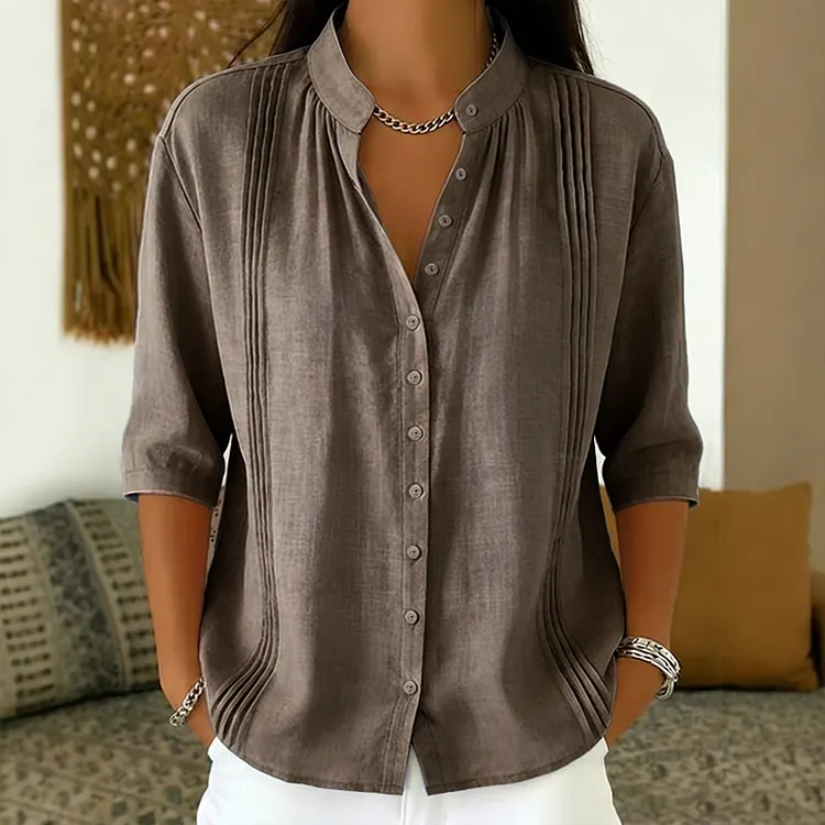 Women's Single-breasted Layered Sleeveless  Linen Blend Vest
