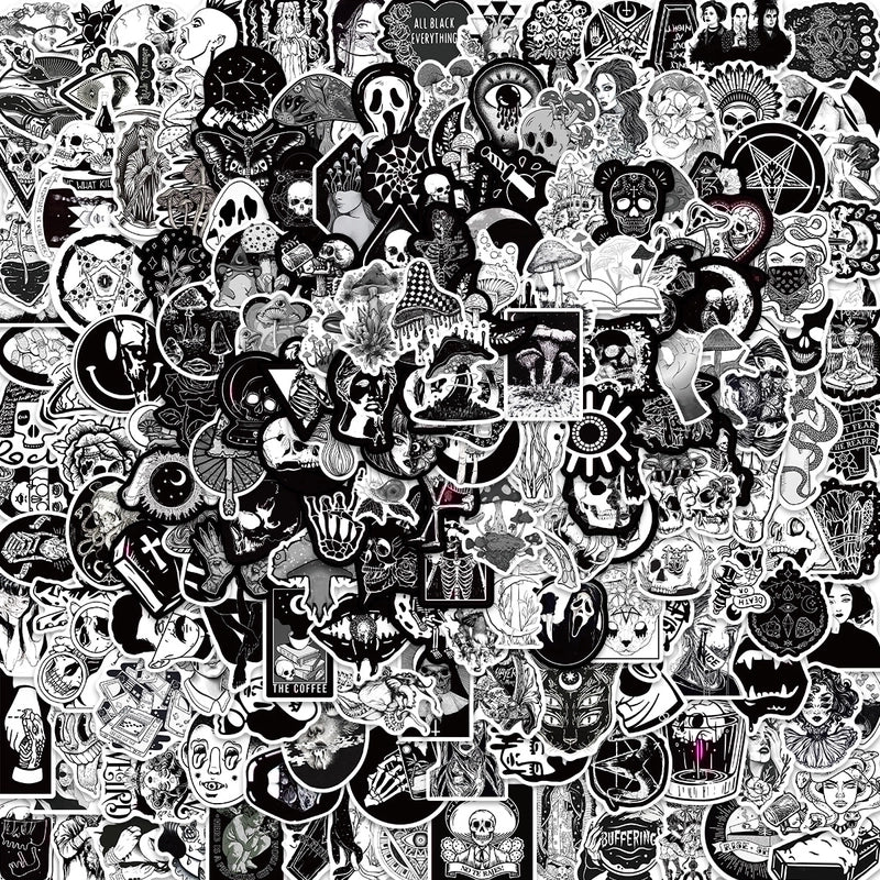 200 Pieces Dark Goth Style Graffiti Stickers Luggage Guitar No Glue Left Waterproof Stickers Hot Diy