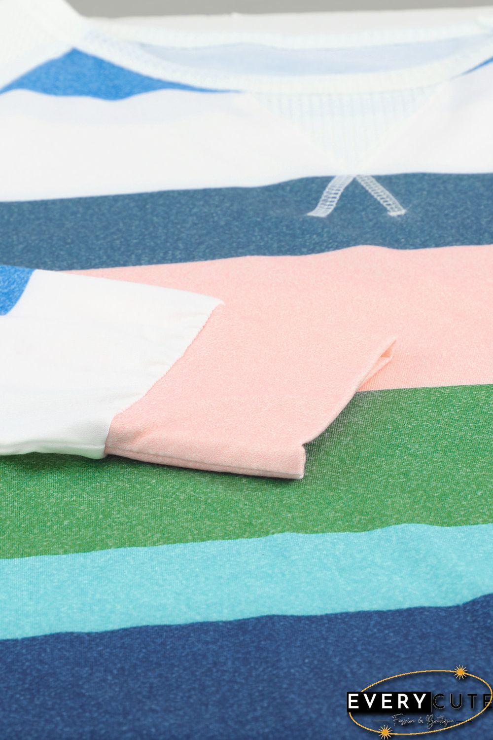 Striped Color Block Long Sleeve Blouse