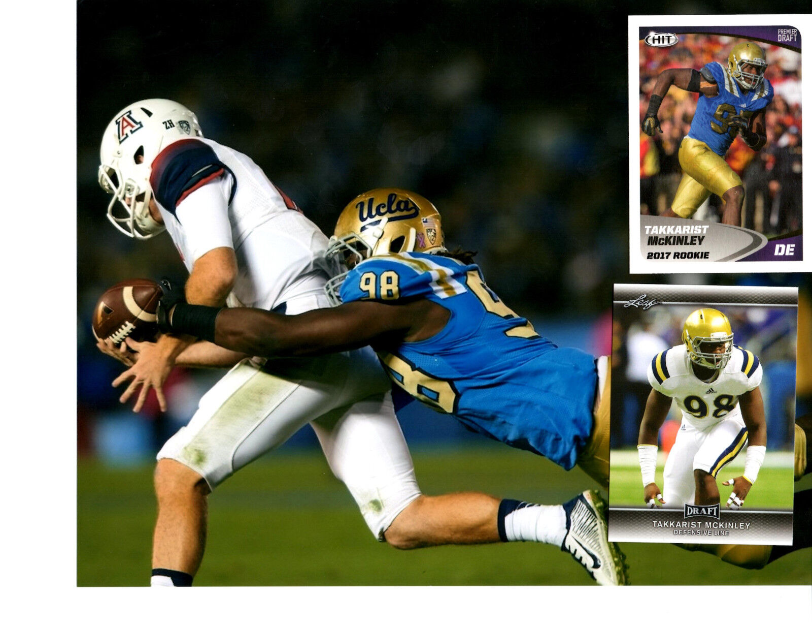 Takkarist McKinley UCLA Bruins unsigned 8x10 football Photo Poster painting & 2 rookie cards b