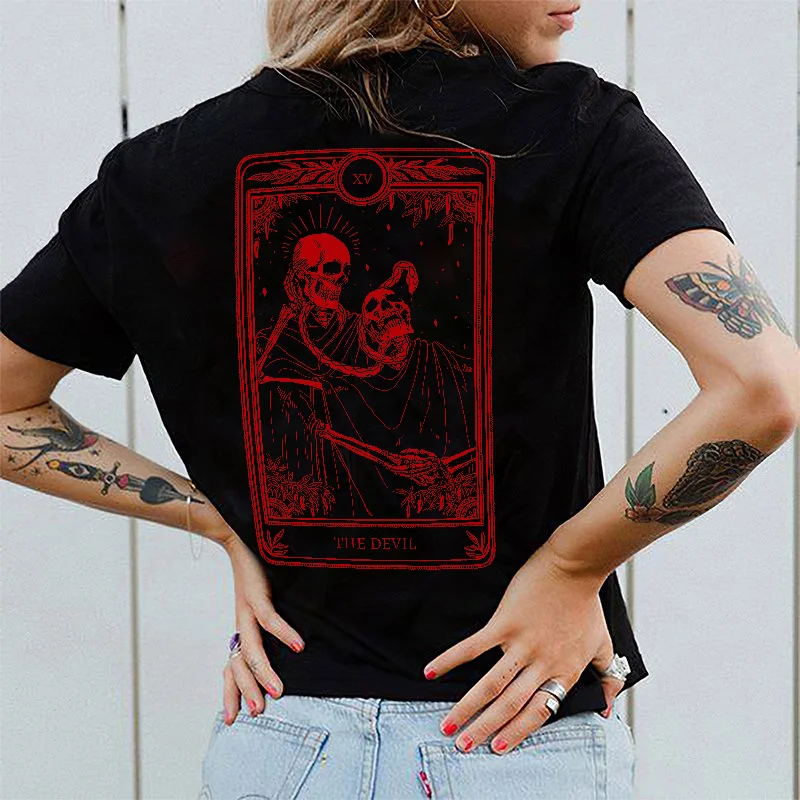 Cloeinc The Devil Letters Printing Women's T-shirt -  