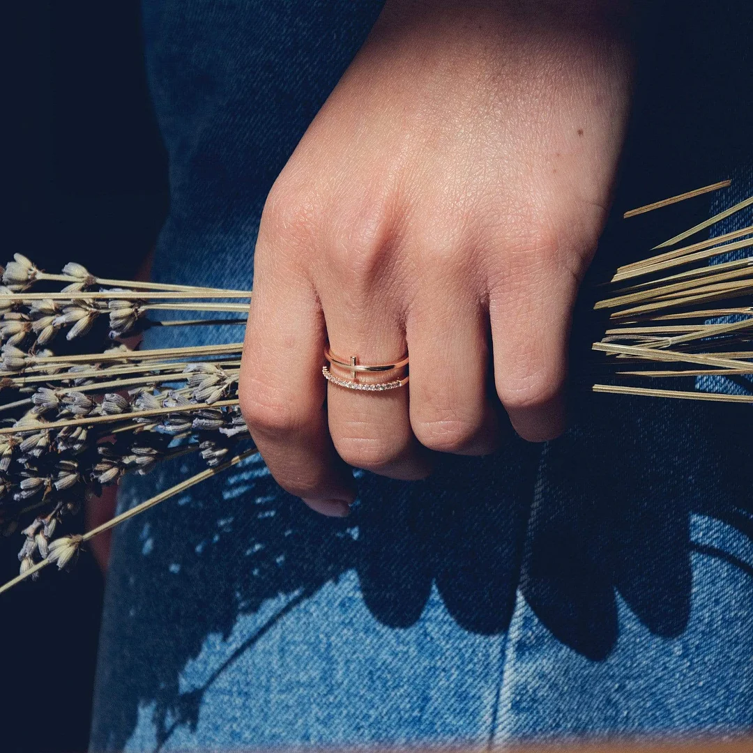 Tinyname&reg; Cross Duo Ring Exquisite Ring