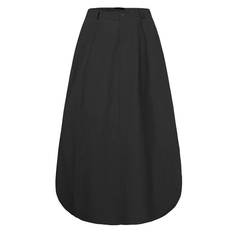 2022 Vintage Summer Skirts ZANZEA Women High Waist Solid Cotton Linen Skirt Saia Female Beach Maxi Long Skirts Jupe Faldas  7