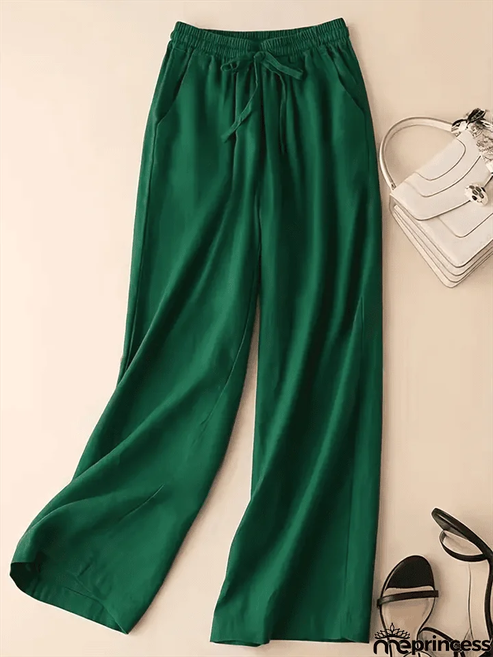 Leisure Linen High-Rise Oversized Pants for Women